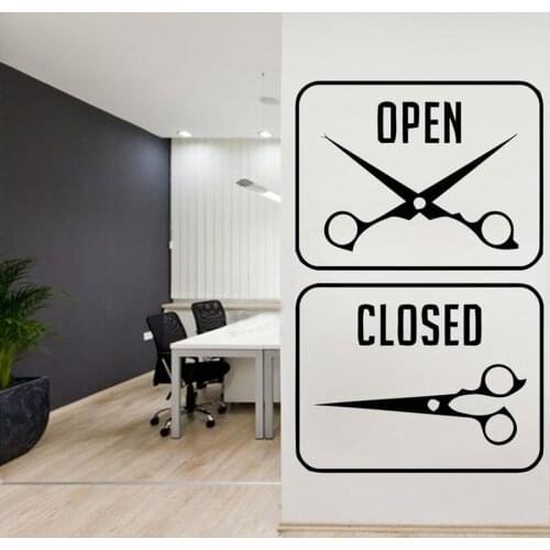 Barber Wall Decal Personalised Barber Shop Vinyl Wall Stickers Hairstyle Man Salon Haircut Beard Face Tools Logo Decals S237