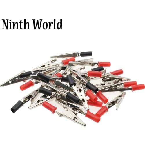 50mm Plastic Handle Tes Electric Non Insulated Testing Crocodile Alligator Clips Clamps 50 Pcs