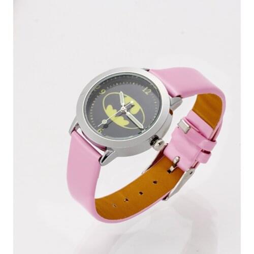 Hot Student Childrens Watches Cartoon Kids Wrist Analog Quartz Watches Leather Strap Luminous Silver Color Case Boy Girl Watch