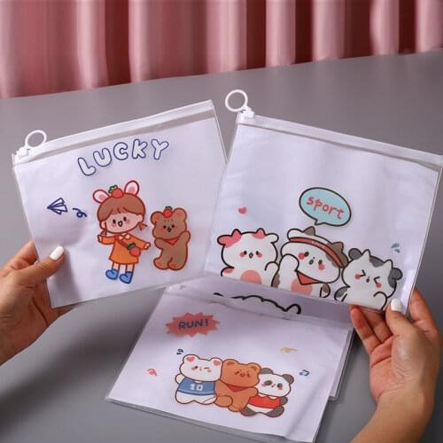 Transparent Pen Bag Waterproof Pencil Cases Holding Study Stationery Bag Japanese Students Girls INS