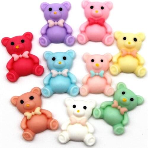 10pcs/log 19x24mm cartoon bear resin DIY handmade material colorful brooch earrings headwear fashion ornaments