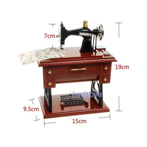 Sewing Machine Music Box European Mini Retro Sewing Clockwork Music Box Home Decoration Home Crafts Birthday Gift