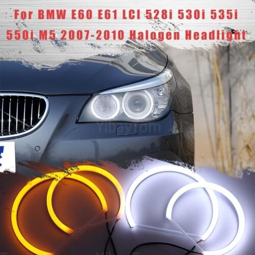 LED SMD Cotton Light Switchback Angel Eye Halo Ring DRL Kit for BMW E60 E61 LCI 528i 530i 535i 550i M5 2007-10 Halogen Headlight