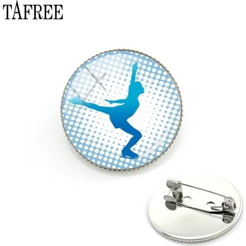 TAFREE Metal Enamel Brooch Cartoon Roller skate Girl dance athlete Pin Buckle clothing Bag Shirt Pin Badge kid girl Jewelry ST24