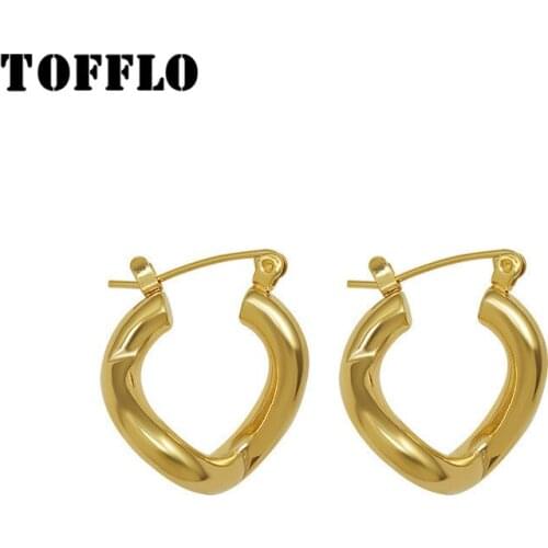 TOFFLO Stainless Steel Jewelry Geometric Twist Shaped Earrings Womens Fashion Earrings BSF495
