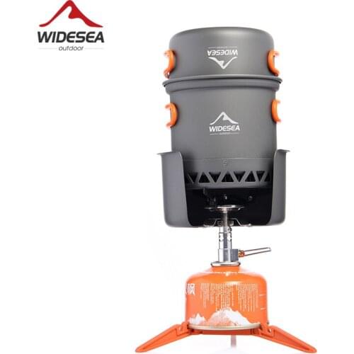 Widesea camping cooking set backpack gas burner outdoor cookware stove camping kitchen equipment tourist cooker hiking fishing