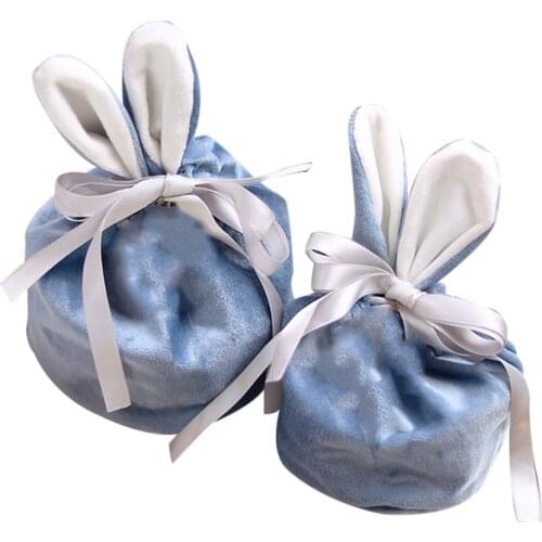 Creative Bunny Ears Design Velvet Bag Easter Gift Bag For Valentines Day Wedding Birthday Party Portable Cloth Storage Bag