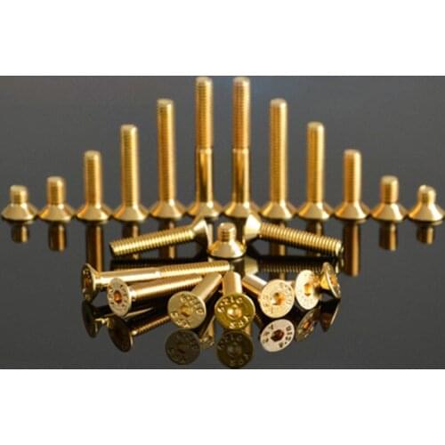 10pcs M5 Titanium plating gold allen screw countersunk socket hexagonal bolt falt head hex screws 6mm-35mm length