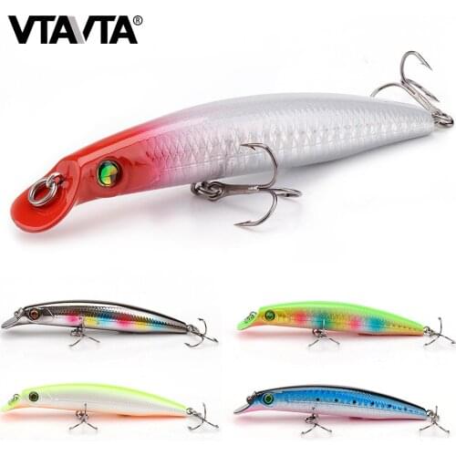 VTAVTA 11.6g 10cm Holographic Artificial Bait Minnow Fishing Lure Floating Wobblers For Pike Black Minnow Crankbait Fishing Lure