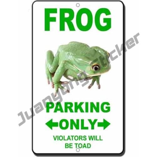 Funny Car Sticker Frog Parking Only Violators Will Be Towed Sign Waterproof Sunscreen Vinyl for Phone Bumper Fine Decal KK13x7cm