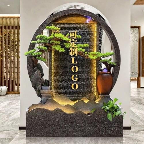 Zq Water Curtain Wall Water Screen Rockery Fountain Fengshui Wheel Water Decorations Large Courtyard Fortune Floor Ornaments