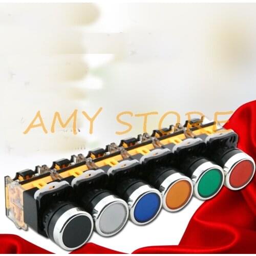 1PC LA38-11 NO NC Momentary or Maintained Action Red Green Yellow White Blue Black Push Button Switch AC 660V 10A DPST 22mm