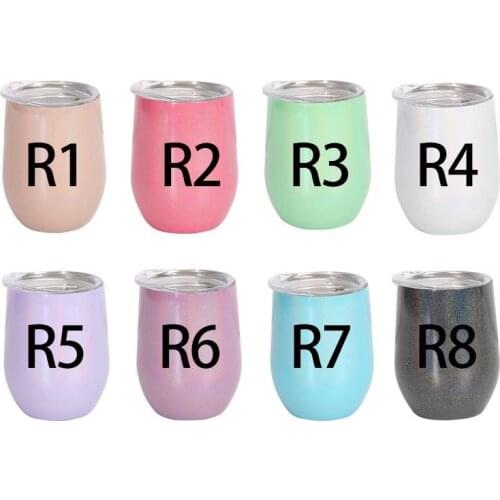 10pcs 12oz Glitter Tumbler Rainbow Paint Stainless Steel Wine Glass Thermos Coffee Mug Egg Cup Stemless Tumbler Bridesmaid Gifts
