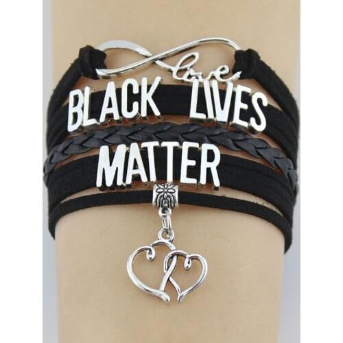 10PC/lot Infinity Love Black Lives Matter Double Heart Charm Back The Blue Heart Wrap Bracelets Charm Bracelet Women Men Jewelry