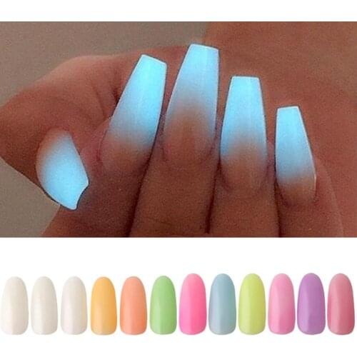 12 Colors Fluorescent Super Bright Glow-in-the-Dark Powder Pigment DIY Art Manicure Decorations Nail Dust Fluorescent Pigment