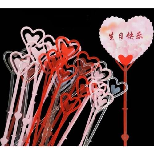 800pcs Florist Bouquet Gift Card Holders Plastic Heart Short Long Stick Clip Flower Gift Wrapping Packaging SN3668