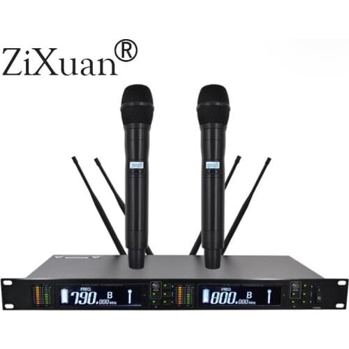 Wireless Microphone System Professional 300 meters Four Channel UHF Dynamic Pro 2 Handheld Mic Karaoke Party Stage