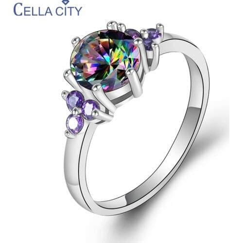 Cellacity Gemstone Ring for Women Charms Silver 925 Jewelry Colorful Zircon Topaz Trendy Female Accessory Delicate Dating Gift