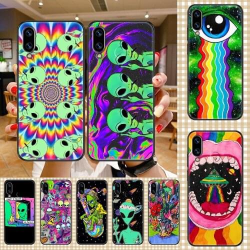 Cartoon Space Alien Phone case For Huawei Honor 6 7 8 9 10 10i 20 A C X Lite Pro Play black tpu waterproof silicone funda soft