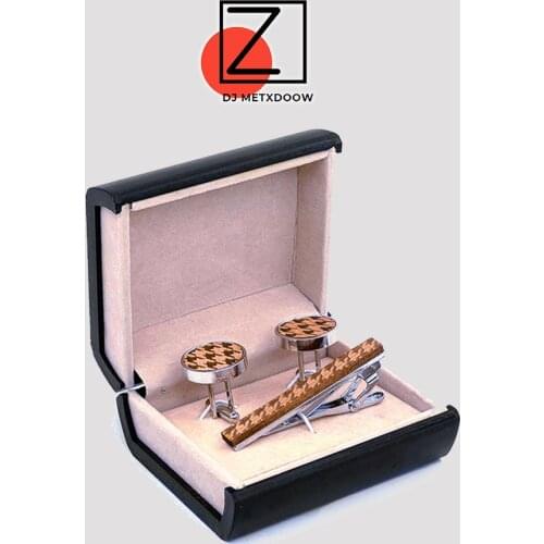 Wood Tie Clip and Cufflink Set For Men Classic Meter Tie Clips Cufflinks Sets Copper Tie Bar Golden Tie Collar Pin Jewelry