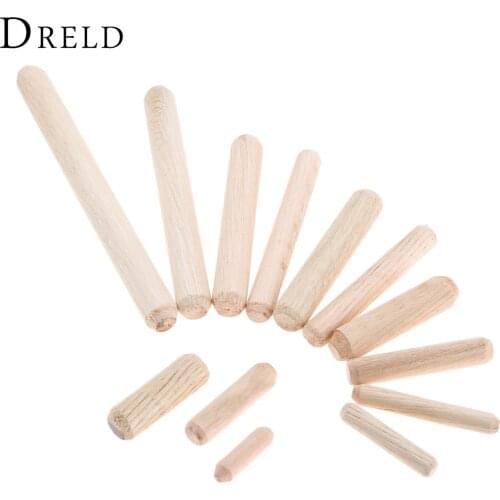 DRELD 50-200 Pcs Wooden Dowel Cabinet Drawer Round Fluted Wood Craft Dowel Pins Rods Set Furniture Fitting M6 M8 M10