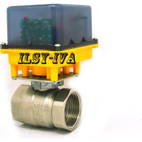Two way brass G1 1/4" motorized ball valve,DN32 DC12V/24V fixed-type electric ball valve