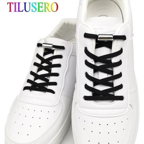 Elastic No Tie Shoelaces Metal Lock Shoe Laces For Kids Adult Sneakers Quick Shoelaces