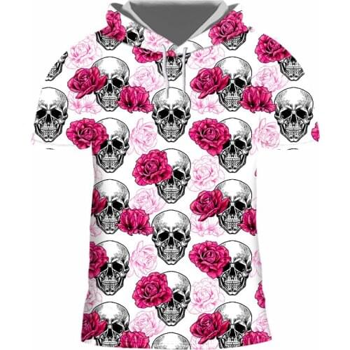 IFPD Skull Floral 3d Print Hooded T-shirt EU Size New Fashion Summer And Fall Funny Streetwear Y2k Harajuku Casual Top Drop Ship