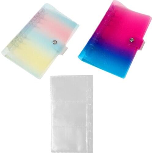 68UE Gradient Rainbow PVC Small 3 Inch Photo Album 6 Rings Binder Cover Protector Portable Picture Case Name Card Book Holder