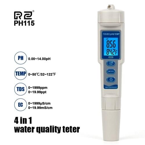 RZ PH/EC/TDS Meter With Temperature Meter Professional 4 in1 Digital Water Quality Tester Aquarium Drinking Water PH Monitor