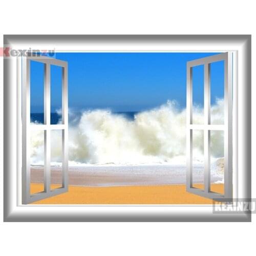 Kexinzu Full Square/Round 5D Diy Diamond Painting Cross Stitch "Window Scenery " Diamond 3D Embroidery Mosaic Home Decor 074