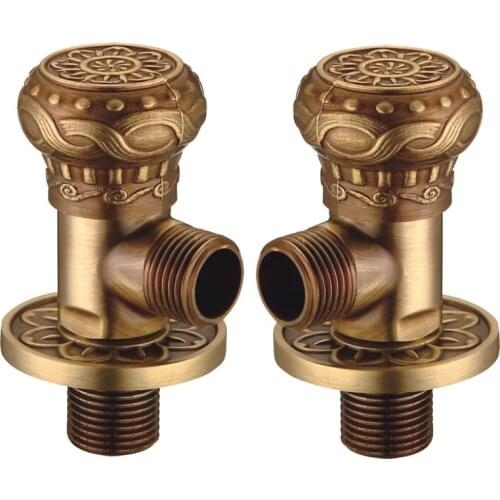 MTTUZK Solid Brass Angle Valve Antique Bronze Water Stop Valve G1/2" Filling Valves Hot and Cold Water Inlet Valve