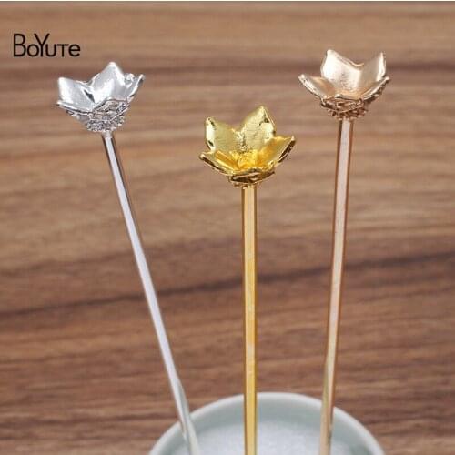 BoYuTe (5 Pieces/Lot) 16.5MM Metal Alloy Flower Hair Stick Vintage Hair Accessories Diy Handmade Jewelry Making Materials