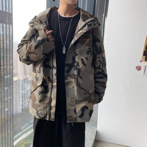 Youth Fashion Camouflage Mens Jacket Mens Sports Jacket Casual Loose Simple Spring and Autumn Trendy Mens Hoodies Choice Hot