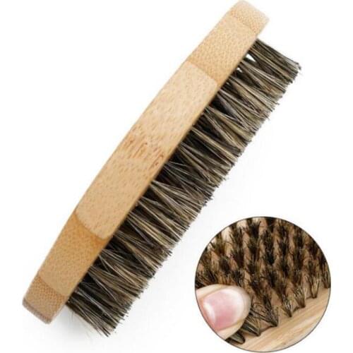 Mens Beard Brush Pig Bristle Brush Bamboo And Wood Beard Styling Brush Oval