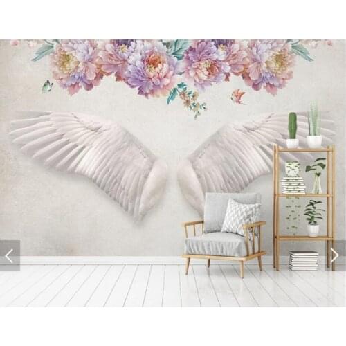 Nordic Wing Flower Wallpaper Mural HD Printed Photo Wall Murals for Bedroom Animal Wall Paper Roll Contact Paper Customize