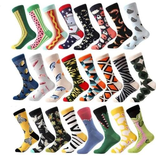 Autumn Socks Tide Models Seafood Bird Corn Burger Zebra Shark Illustration Cotton Tube Socks Ins Tide Socks
