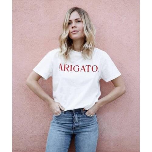 New summer t shirt "ARIGATO" women fashion t shirt tumblr girls tops summer outfits casual girls t shirt free shipping