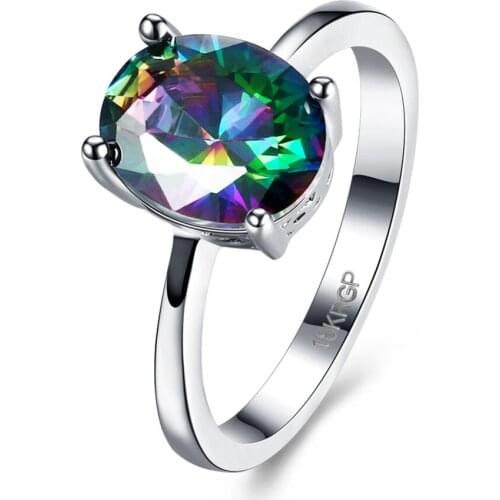 Brand Colorful Princess Cut Zirconia Fashion Proposal Rings For Woman White Gold Color Engagement Anniversary Ring Jewelry