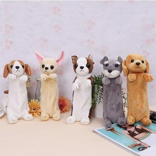 Plush toy 1pc 25cm Chihuahua schnauzer yellow dog zero case cute boy students pencil bag stuffed toy creative gift for baby