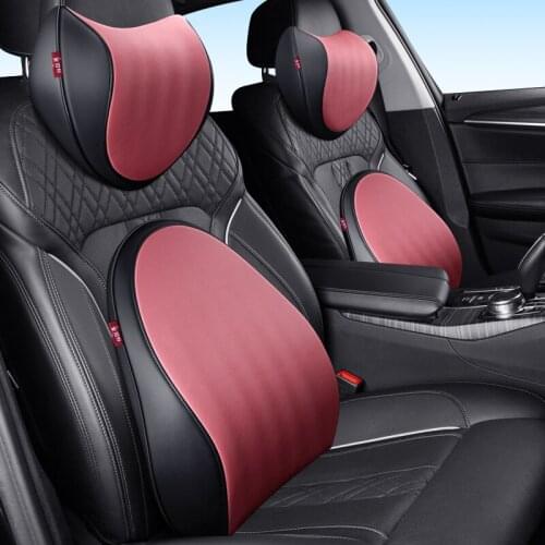 KKYSYELVA Memory Foam Lumbar Support Cushion For Car And Headrest Neck Pillow Kit Interior Accessories