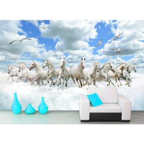 Custom 3d Mural Wallpaper Abstract backdrop clouds Horse Art Mural for Living Room Large Painting Home Decor