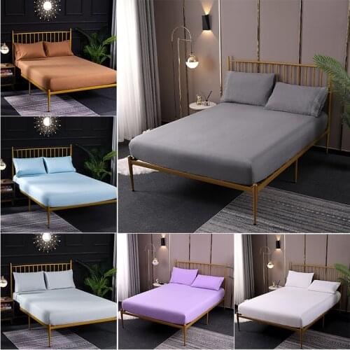 Home Fitted Bed Sheet Luxury Pure Color Modern Simple Style Brushed Microfiber 135,150,180,200 Single Double King Size Available