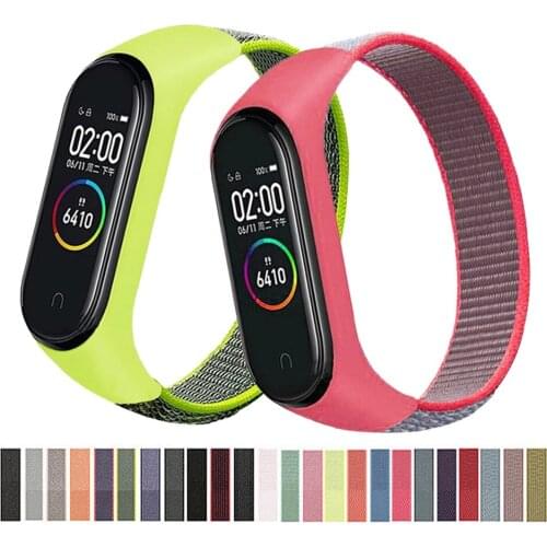 Strap for mi band 5 Bracelet Nylon Sport loop watch Belt pulsera correa Strap Miband 5 Wristband for xiaomi Mi band 4 3 Bracelet