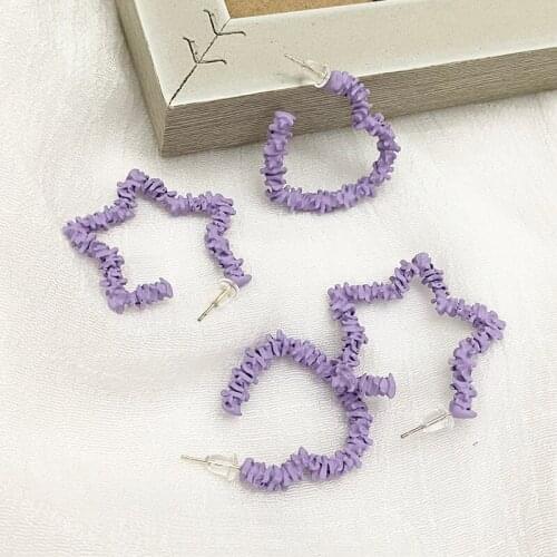 Vogallery Romantic Purple Star Drop Earrings For Women Fashion Anti allergy Heart Earring Violet Cute Jewelry 2020 New