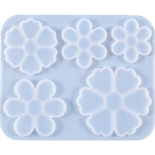 3 Size 5 Flowers In One DIY Resin Mold Handmade Earring Pendants Hanging Decorations Silicone Epoxy Mold Making Accessories
