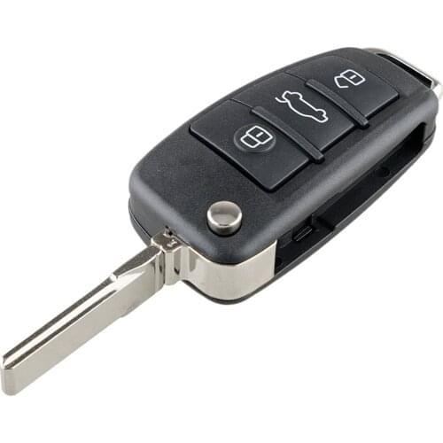 Folding Flip Key Shell Fob 3+1 Buttons Repalcement Case For Audi A4 A8 TT Q7 A6 Sedan Wagon Car Key Uncut Blade