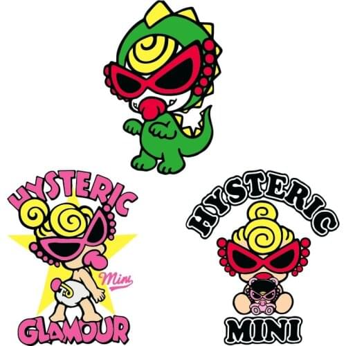 Cartoon Hysteric Girls Iron on Patch Heat Transfer Stickers for Clothes Applique Badges DIY T-shirt jacket Women Patches