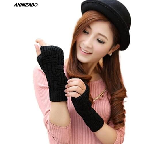Cuff Knit Fingerless Winter Gloves Women Elbow Length Mittens Broken Stretch Arm Warmer Female Gloves Cashmere Thermal Gloves