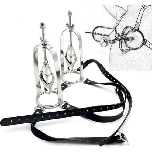 Leather Harness Bondage Belt Stainless Steel Nipple Clamps Breast Stimulators Sex Toys For Woman Men Adult Games BDSM Restraints